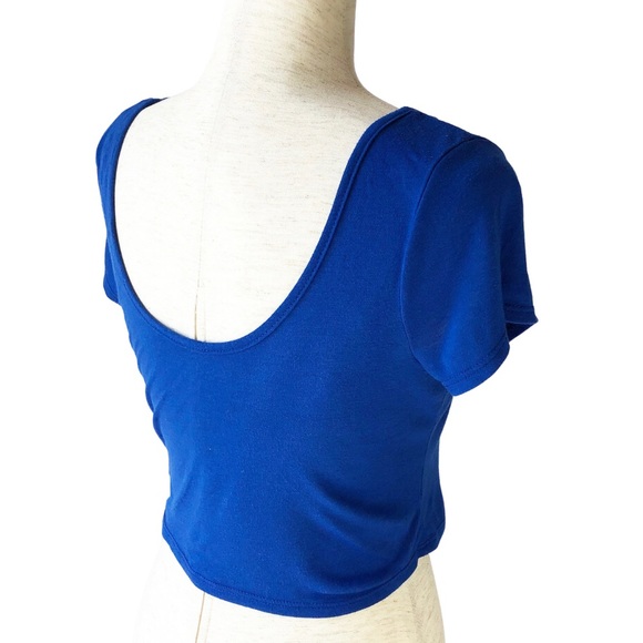 American Eagle Royal Blue Short Sleeve Crop Top - Picture 6 of 13